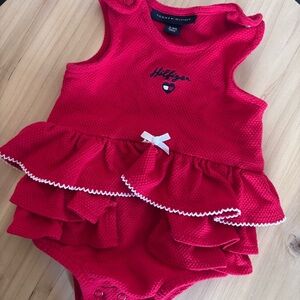 Tommy Hilfiger Red Ruffled One Piece 3-6 months